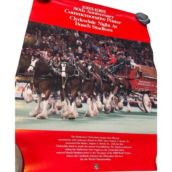 1983 Budweiser Clydesdales 50th Anniversary Poster Busch Stadium Cardinals STL - Picture 2 of 8